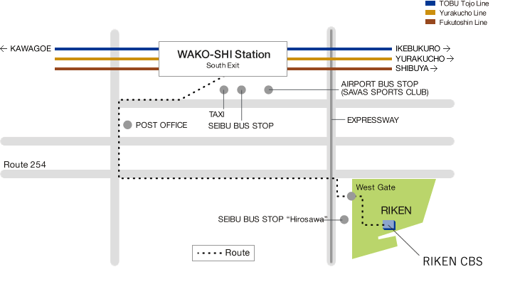 map from Wako Station to Wako Campus